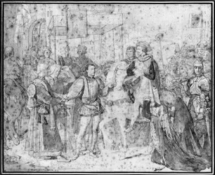 Wjazd delfina, przyszłego Karola V (1337-80) do Paryża, 1814